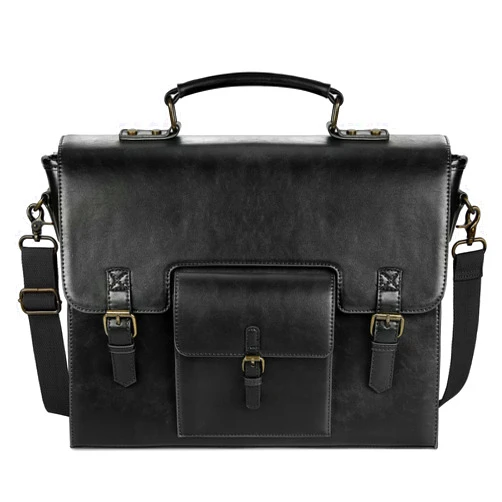 KTMOUW Leather Messenger Bag for Men Women 15.6 Inch Waterproof Vintage Leather Laptop Briefcase Large Satchel Shoulder Bag Office Travel College Computer Laptop Bag, Black