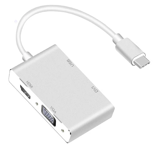 YMY USB C to VGA HDMI DVI USB3.0 Adapter, 4 in 1 USB3.1 Type-C Hub Male to Female Multi-Display Video Converter for Mac Pro, MacBook Air, iPad Pro, XPS, and More