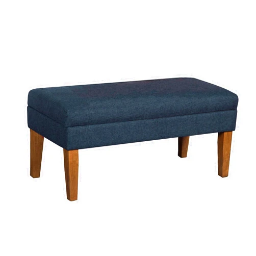 Homepop Home Decor | Upholstered Decorative Storage Ottoman Bench | Ottoman Bench with Storage for Living Room & Bedroom | Decorative Home Furniture, Navy Large