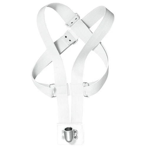 JAY-PEE Heavy Duty Parade Flag Carrier White Double Strap Honor Guard and Color Guards Nylon Rib Material with Web Harness and Metal Nickel Cup