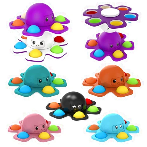 Generic Chieeon 7 Pack Fidget Spinner Octopus Face Changing Expression Pop Toy Anxiety Stress Relief Sensory Toys