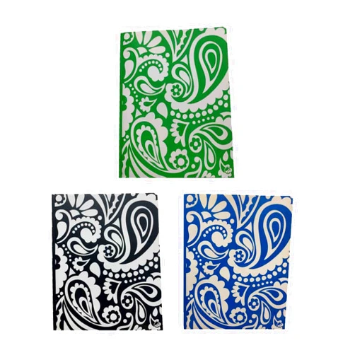 Studio C Carolina Pad Studio C The Driving Ms. Paisley Collection 3 Folder Set, Two Pocket Folders with Prongs (Green, Black, Blue)
