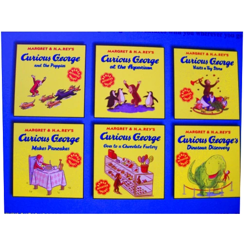 Curious George Around Town 6 Book Set with Convenient Storage Case with Handle
