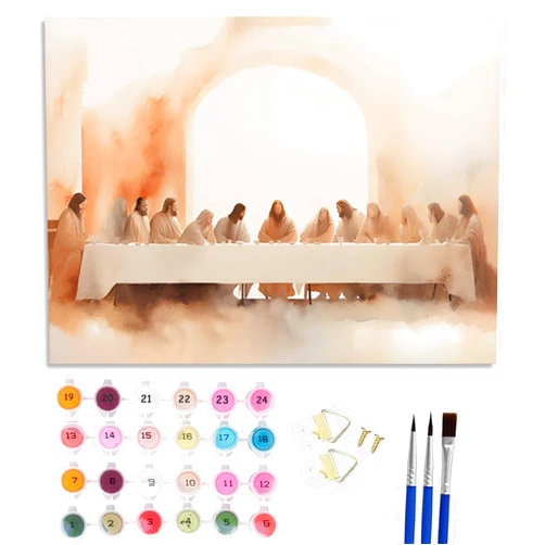 Generic Paint by Number Kit for Adults, The Last Supper Religious Scene 16x20 Inch, DIY Acrylic Painting Kit with Brushes & Paints, Spiritual Art Decor for Home Unframed