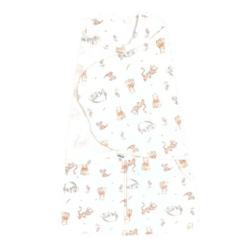 HALO Disney Baby 100% Cotton Sleepsack Swaddle, 3-Way Adjustable Wearable Blanket, TOG 1.5, Winnie Frolic, Newborn, 0-3 Months