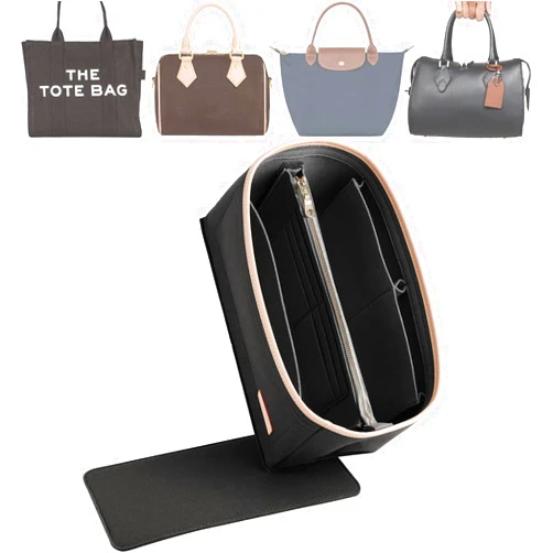 Doxo Purse Organizer Insert for Handbags & Base Shaper 2pc Set, Compatible with Speedy 25 Bag Organizer, Lepliage S,Nererfull,ONTHEGO,Carryall,Graceful,Noe,Book Tote Bag and More(M-Black)