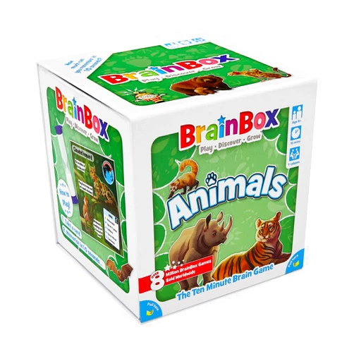 BrainBox Animals Card Game - Memory & Observation Game, 55 Detailed Scene Cards, Family-Friendly Trivia Game for Kids & Adults, Ages 8+, 1+ Players, 10 Min Playtime, Made by Green Board Games