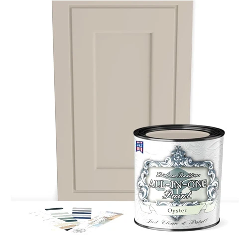 Heirloom Traditions Paint ALL-IN-ONE Paint, Durable cabinet and furniture paint. Built in primer and top coat, no sanding needed. Includes our 30 featured color card - Oyster, Quart