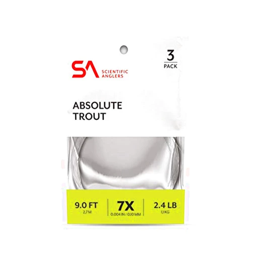 Scientific Anglers Absolute Trout Fly Fishing Leader, 9ft, 6 Pack