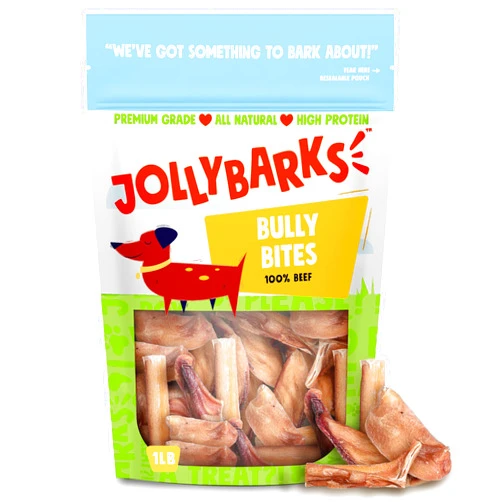Jolly Barks Bully Sticks for Small Dogs | All Natural, Single Ingredient Bully Sticks for Puppies to Medium Dogs (Bully Bites - 1lb)