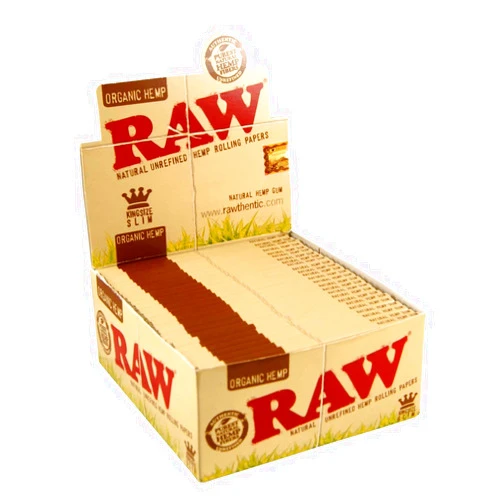 Raw King Size Slim Organic Hemp Rolling Papers Full Box of 50 Packs, 32 Count (Pack of 50)