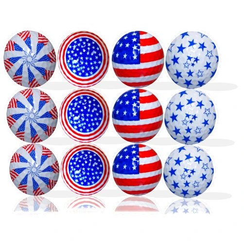 GBM GOLF BALL MANUFACTURERS GBM Patriotic Golf Balls - Set of 12 American Flag Design with Stars & Stripes Pattern for Games, Practices & Gifts