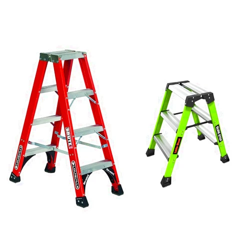 Louisville Ladder Louisville 4-Feet 375-Pound Fiberglass Twin Front Ladder and Little Giant 3-Step 375-Pound Fiberglass Double-Sided Step Stool