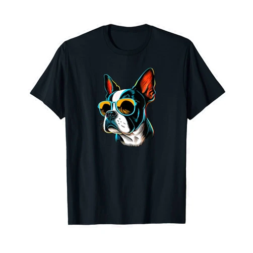 The Woof Wardrobe Dad Mom Cool Dog Sunglasses - Boston Terrier T-Shirt