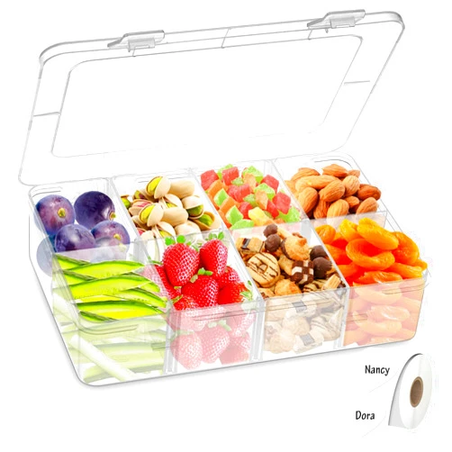 Oyrlize Snackle Box - Reusable Divided Snack Container Box,Snack Solution, Food Storage Container for Kids, School,Travel|Removable Dividers,Arts &Crafts,Beads,Dishwasher Safe,BPA-Free,8 Compartments