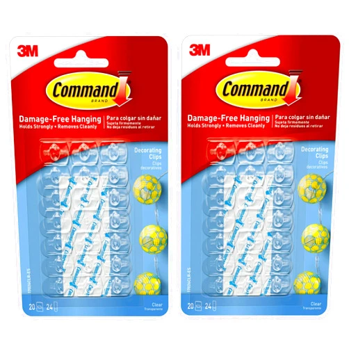 Command 17026CLR-ES Decorating Clips, Clear, 20-Clips (2 Pack)