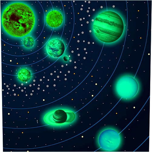 Semobort Glow in The Dark Ceiling Decorations Glowing Solar System Sticker Nine Planets Solar System Glowing Stickers 3D Self-Adhesive Luminous Wall Stickers for Kids Room Bedroom Decor