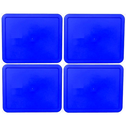 Klare Ware 11 Cup Replacement Lids/Covers for Pyrex 7212 & Klare Ware Rectangular Storage Bowls (Glass Containers Not Included) Microwave, Freezer & Top Rack Dishwasher Safe (4 Pack, Blue)