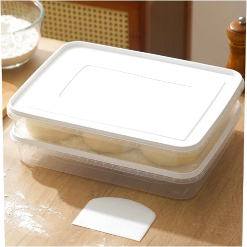 TreaHome 2 Pack Transparent Proofing Box, Observable Pizza Dough Proofing Box, Sealed Pizza Dough Proofing Container whit Lid (White)