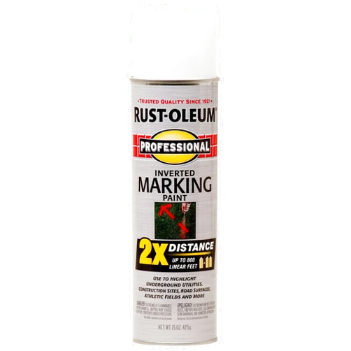 Rust-Oleum 266593 Professional 2X Distance Inverted Marking Spray Paint, 15 oz, White