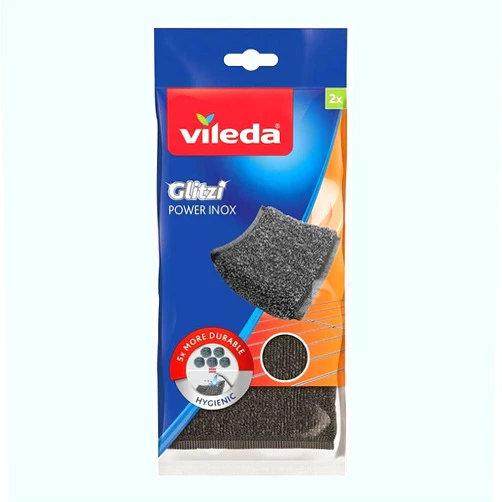 Vileda Glitzi Power INOX Steel Sponge for Stubborn Dirt, 2 Pieces