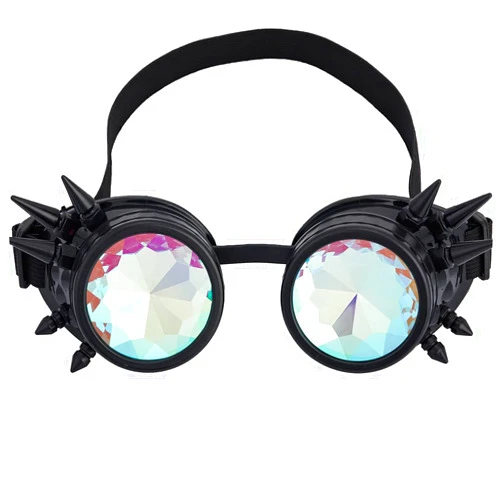 OMGREAT Kaleidoscope Goggles for Raves Trippy Psychedelic Steampunk Glasses with Rainbow Prism Diffraction Crystal Lenses