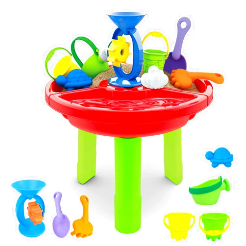 NotagCat Kids Sand and Water Table,Toddlers 3 in 1 Beach Sand Water Table Toys with Water Wheel, Bucket, Shovel etc. Outdoor Water Play Activity Summer Toy, Beach Toyset for Toddlers Boys Girls