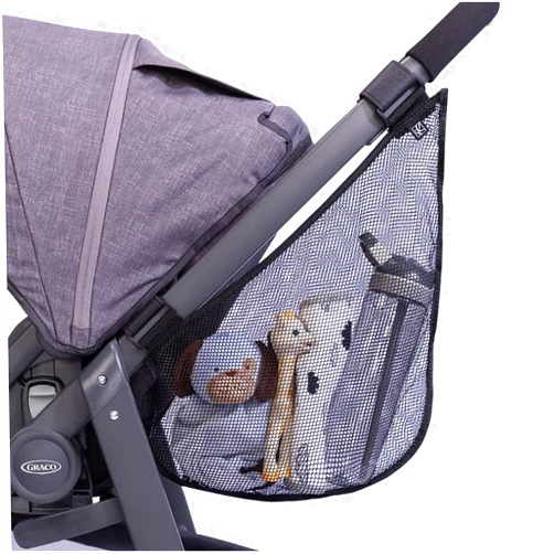 J.L. Childress Side Sling Stroller Storage Accessory - Universal Stroller Organizer - Mesh Cargo Net for Stroller Storage - Non-Slip, Adjustable Straps - Black