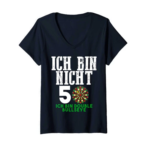 50. Geburtstag Geschenk lustiges New Designs Womens 50. Geburtstag Geschenk lustiges Dart Spruch Double Bullseye V-Neck T-Shirt