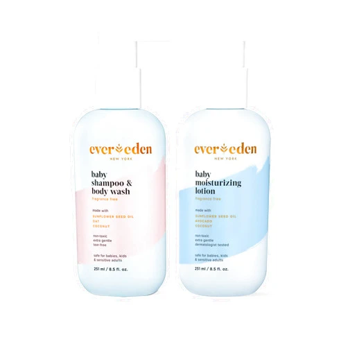 Evereden Baby Bathtime Duo | Baby Shampoo and Body Wash & Fragrance Free Baby Moisturizing Lotion, 8.5 fl oz | 2 Item Bundle Set | Clean and Unscented Baby Care