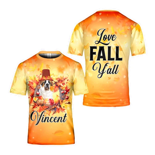 Padovo Personalized Akita Shirt Autumn Fall Maple Leaf Funny Pilgrim Dog Thanksgiving T-Shirt Gift Casual 3D Graphic Tee Tops