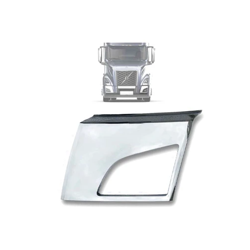 KOZAK compatible with Volvo VNL 2018+ Bumper Corners Chrome Trim w/Fog Light Holes Left Driver Side