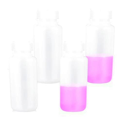 Labvida Round Plastic Reagent Bottle HDPE Wide Mouth Plastic Bottle, 4pcs of 500ml Sample Sealing Storage Container for Laboratories, Classrooms, or Storage at Home, LVAN003