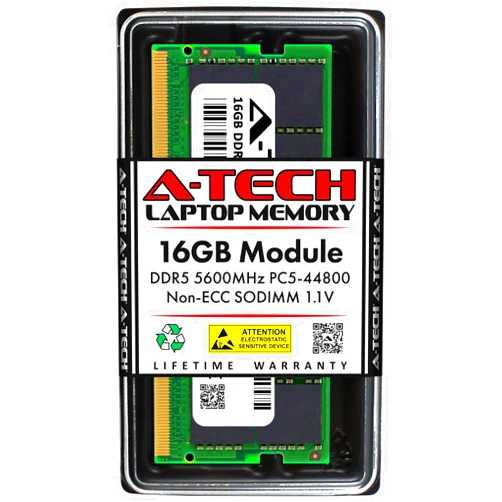 A-Tech 16GB DDR5 5600MHz PC5-44800 CL46 SODIMM 1.1V Non-ECC Unbuffered SO-DIMM 262-Pin Laptop RAM Memory Upgrade Module