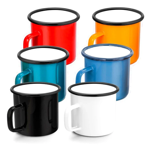 HaSteeL 12oz Enamel Campfire Mugs, Small Vintage Camping Mug Cup Set of 6 for Coffee Tea Milk, Portable and Durable for Home, Picnic, Travel, Hiking, Fishing Indoor Outdoor, Non Toxic & Easy to Clean