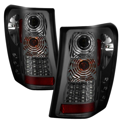 Carpart4u Aftermarket Replacement Euro LED Style Tail Light for Jeep Grand Cherokee 99-04 - Chrome Smoked