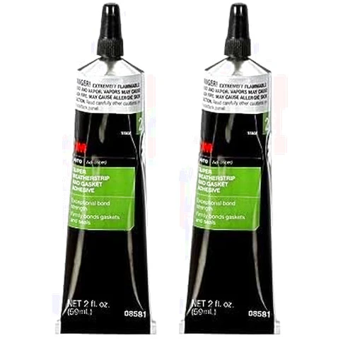 3M Super Weatherstrip and Gasket Adhesive, 08581, Black, 2 fl oz Tube, 1 Per Pack (Pack of 2)