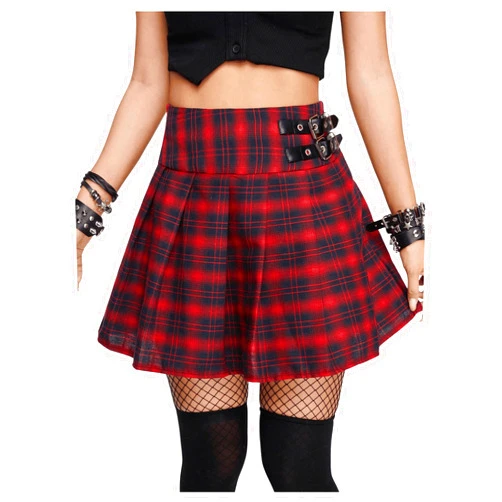 MakeMeChic Women's Y2K Plaid Skirt Print Flared Hem Mini Skirt Pleated A Line Short Skirts