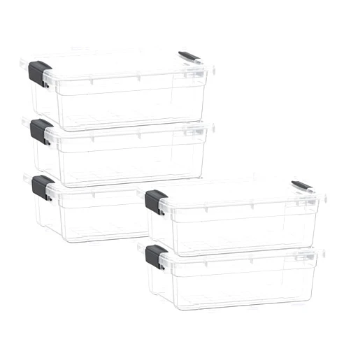 Superio Clear Storage Boxes with Lids, 7 Quart Plastic Container Bins for Organizing, Stackable Crates, BPA Free, Non Toxic, Odor Free, Organizers for Home, Office and Dorm, 5 Pack