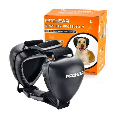 PROHEAR Ungrade Gel Pads Dog Ear Muffs Hearing Protection for Dogs, NRR 28dB for Thunder, Hunting, Tourism,Medium - Black