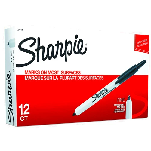 SHARPIE 32701 Retractable Permanent Markers, Fine Point, Black, 12 Count Box - 1 Pack - Total Marker Count 12 Markers
