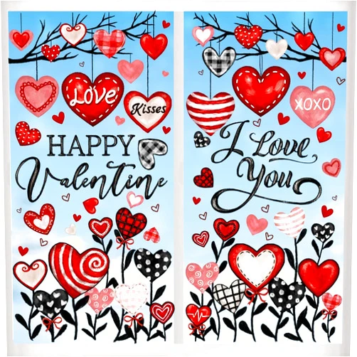 Heirloom Haven 6 Sheets Valentine's Day Window Clings Stickers, Oil Painting Red Black Pink Heart Window Decals Happy Valentine Stickers for Wedding Party Home Office Glass Window Decorations