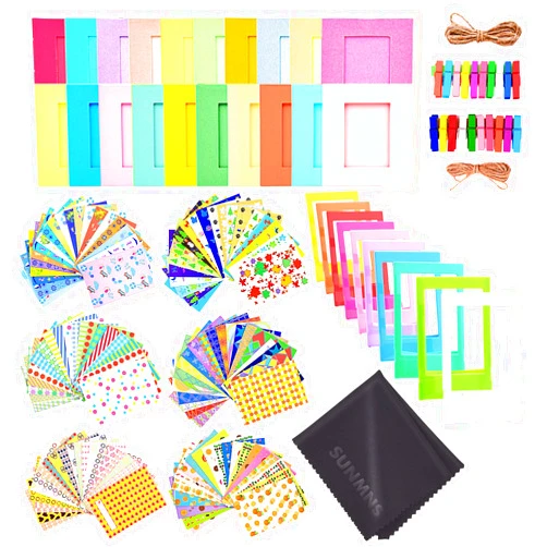 Sunmns Colorful Bundle Kit Accessories Set Compatible with Instax Mini 12 11 9 8 90 70 Camera, Accessory Include Film Stickers, Desk Frames, Hanging Frame