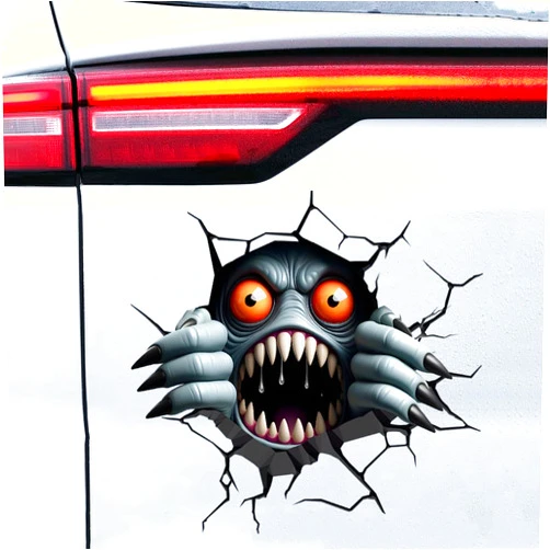 Dreothy Horror Red Eyes Monster Peeking Window Stickers, Removable Double Sided Tear Window Clings Car Decals Auto Motorcycle Wall Art Decals Laptop Bumper Stickers (Crack Monster)