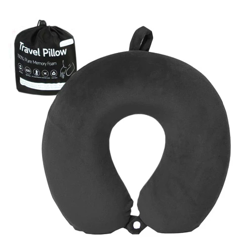 Gluck Plants Travel Pillow,Neck Pillow for Traveling U Shaped Memory Foam Black Portable Headrest Sleep Airplane Travel Neck Pillow for Flight, Car & Home,Office