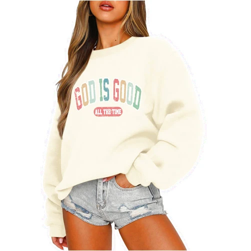Lubpow God Is Good Sweatshirt Christian Sweatshirts for Women Oversized Jesus Faith Shirts Inspirational Bible Verse Pullover