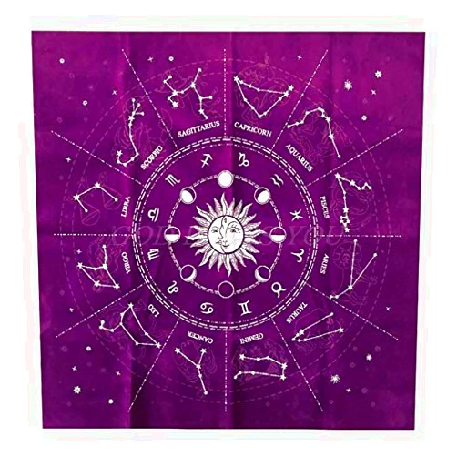 Hiplya Altar Tarot Card Cloth Tablecloth 12 Constellations Velvet Astrology Tarot Divination Cards Table Cloth Tapestry (Purple)