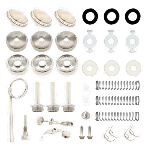 Cheerock Trumpet Repair Kit, Trumpet Repair Replacement Parts, Silver Trumpet Valve Cap Buttons Trumpet Valve Spring Screw Parts for Daily Repair of Wind Instrument