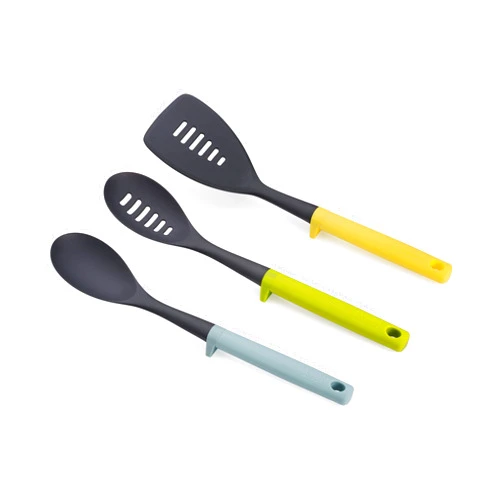 Joseph Joseph Duo 3-Piece Utensil Set with Integrated Tool Rests: Scratch-Free Use on Non-Stick Cookware, Includes Solid & Slotted Spoons and Turner, Heat-Resistant
