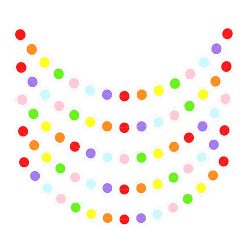 UNIIDECO 65.6 Feet Colorful Circle String, Colored Dot Door Window Streamers Paper Garland, Candy Backdrop Decor, Hanging Rainbow Birthday Party Decorations 2024 Upgraded